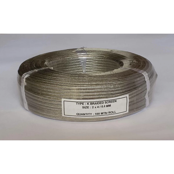 Kabel Thermocouple Type K Braided Screen Size : 2 x 4/0.6mm