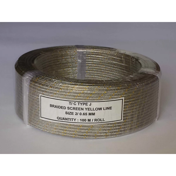 Kabel Thermocouple Type J Braided Screen Yellow Line Size : 2/0.65mm